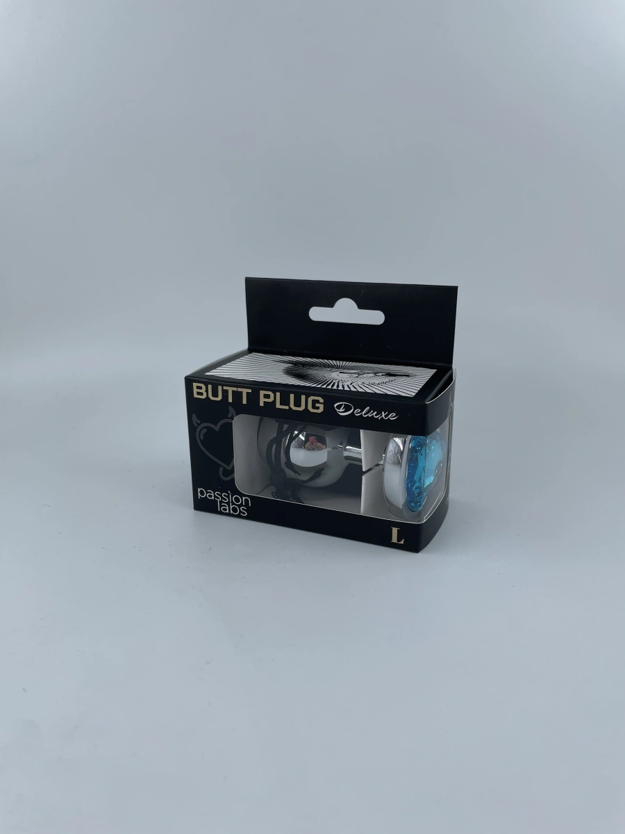 Dop Anal Hearty Buttplug, Large, Argintiu/Albastru Deschis, Passion Labs, #3, Erotic24.ro