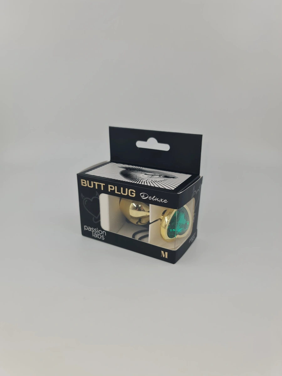 Dop Anal Hearty Buttplug, Medium, Auriu/Verde Inchis, Passion Labs, Nr. 2, Erotic24.ro