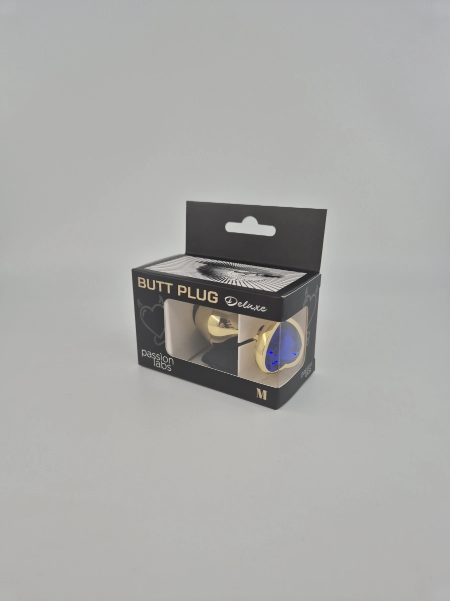 Dop Anal Hearty Buttplug, Medium, Auriu/Albastru, Passion Labs
