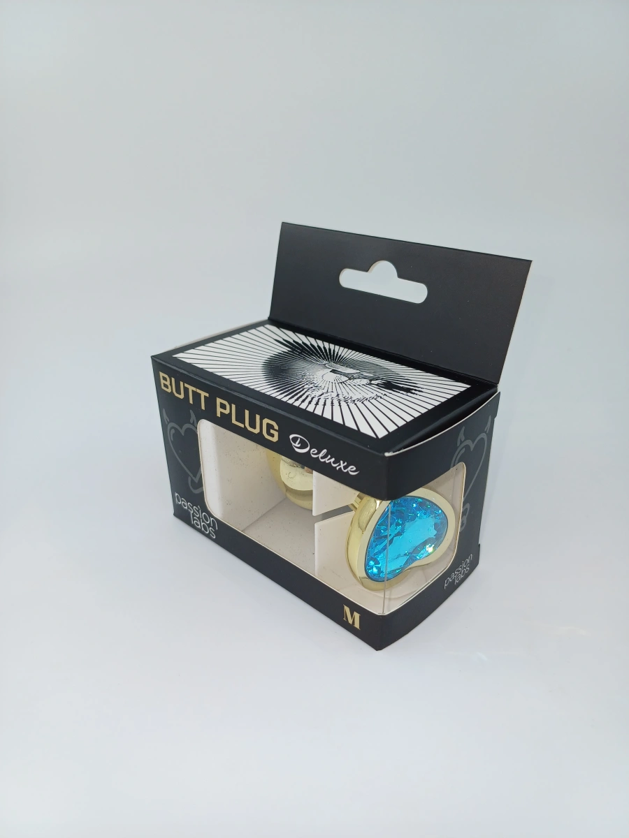 Dop Anal Hearty Buttplug, Medium, Auriu/Albastru Deschis, Passion Labs, #2, Erotic24.ro