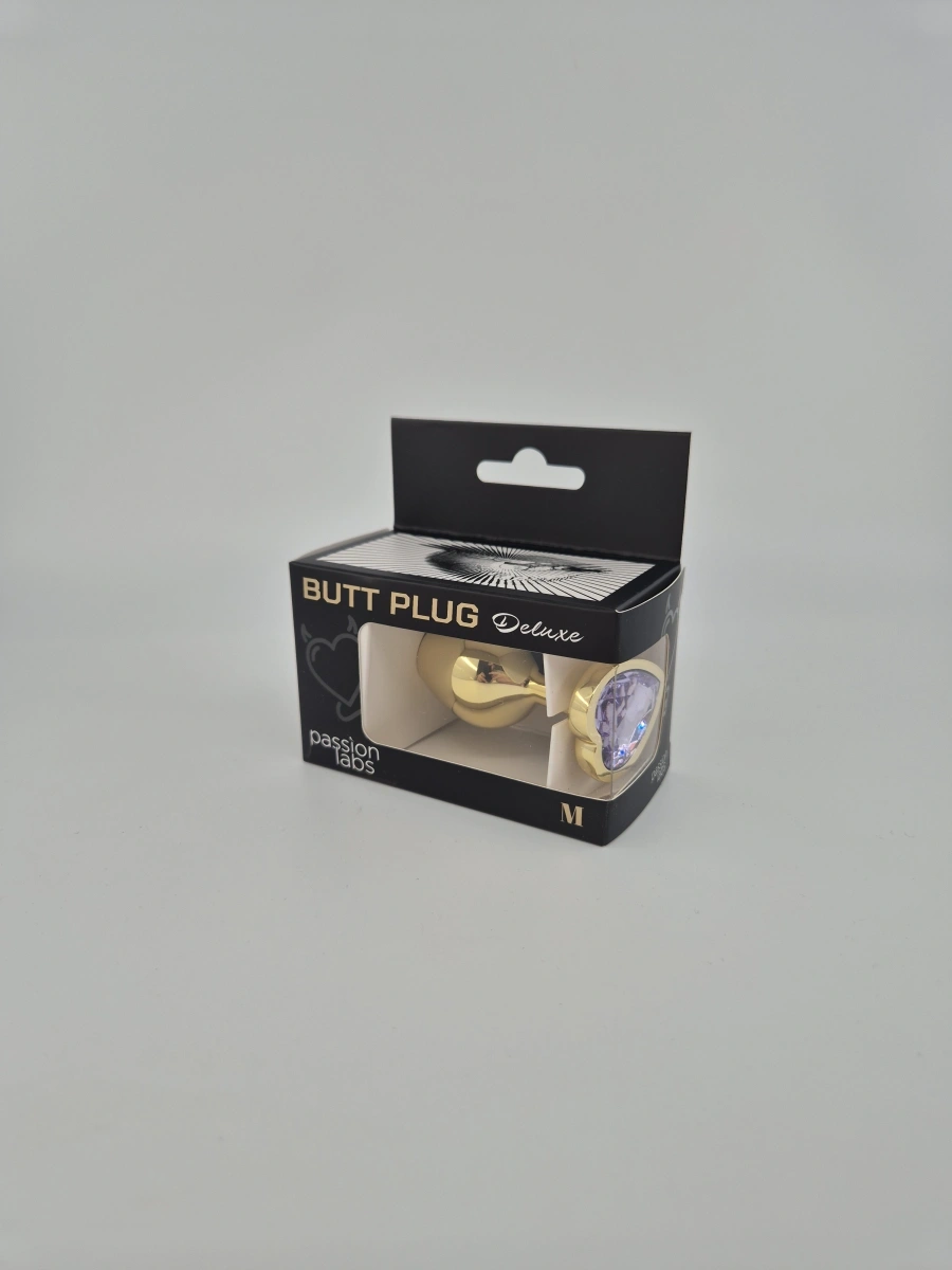 Dop Anal Hearty Buttplug, Medium, Auriu/Mov Deschis, Passion Labs