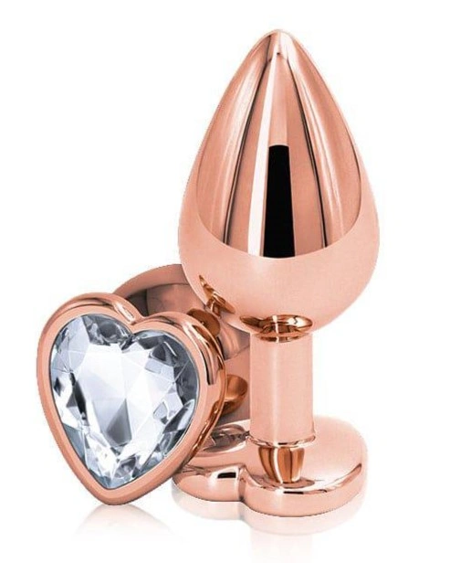 Dop Anal Brilliant Anal Plug Small, Rose Gold, Piatra Transparenta, Passion Labs