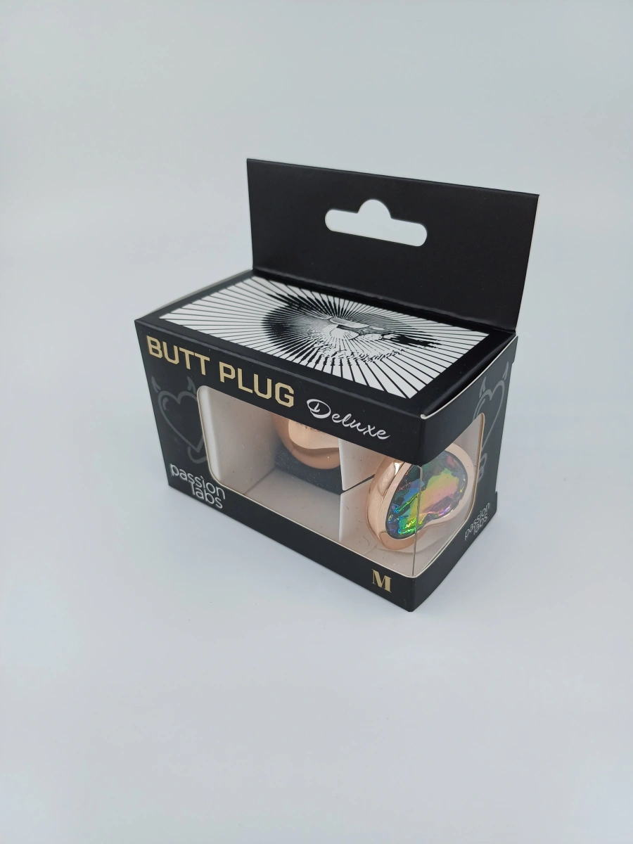 Dop Anal Brilliant Anal Plug Medium, Rose Gold, Piatra Multicolora, Passion Labs, #2, Erotic24.ro