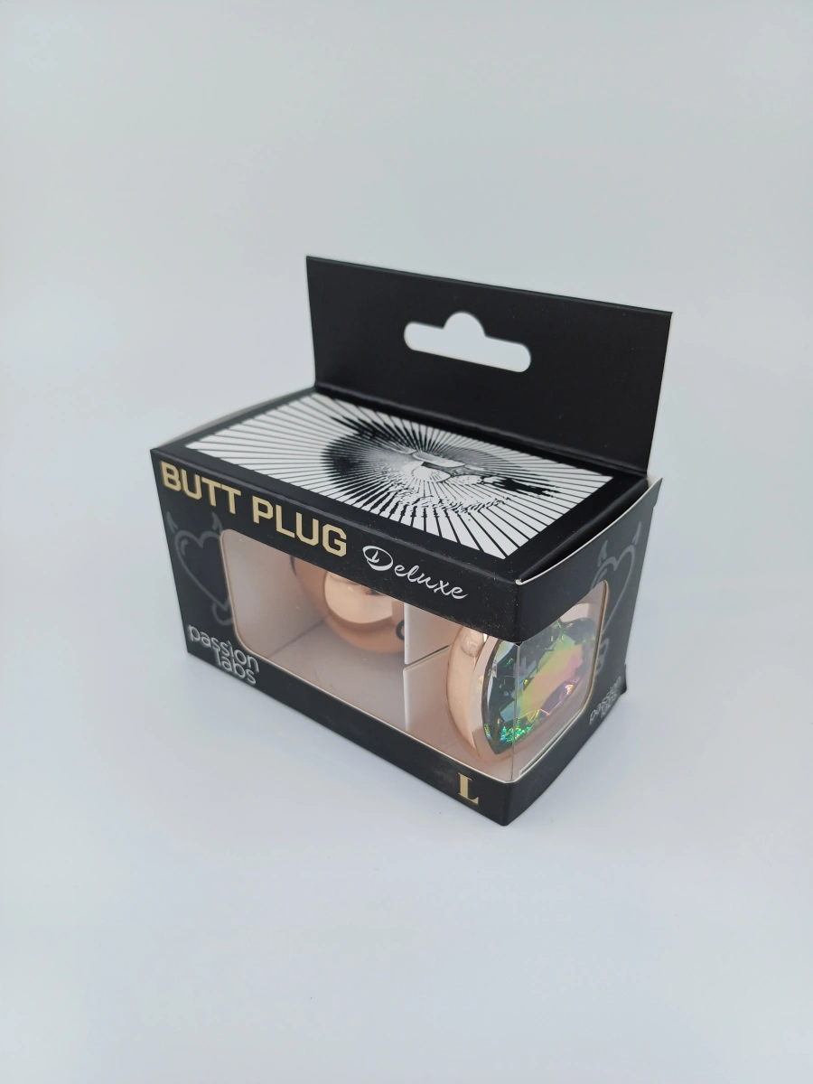 Dop Anal Brilliant Anal Plug Large, Rose Gold, Piatra Multicolora, Passion Labs, #2, Erotic24.ro