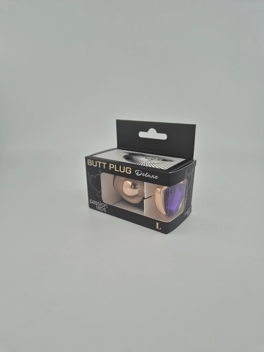 Dop Anal Brilliant Anal Plug Large, Rose Gold, Piatra Mov Inchis, Passion Labs, #2, Erotic24.ro