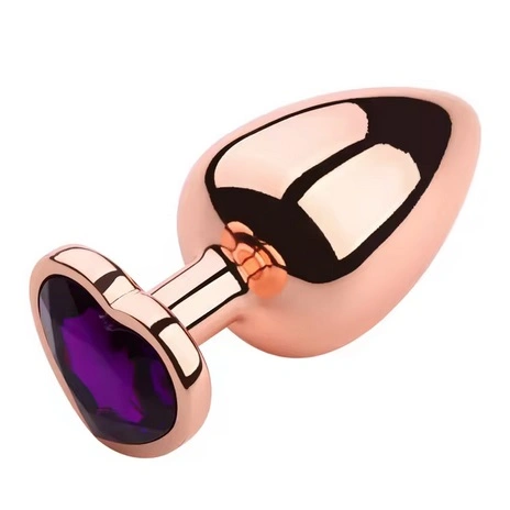 Dop Anal Brilliant Anal Plug Large, Rose Gold, Piatra Mov Inchis, Passion Labs