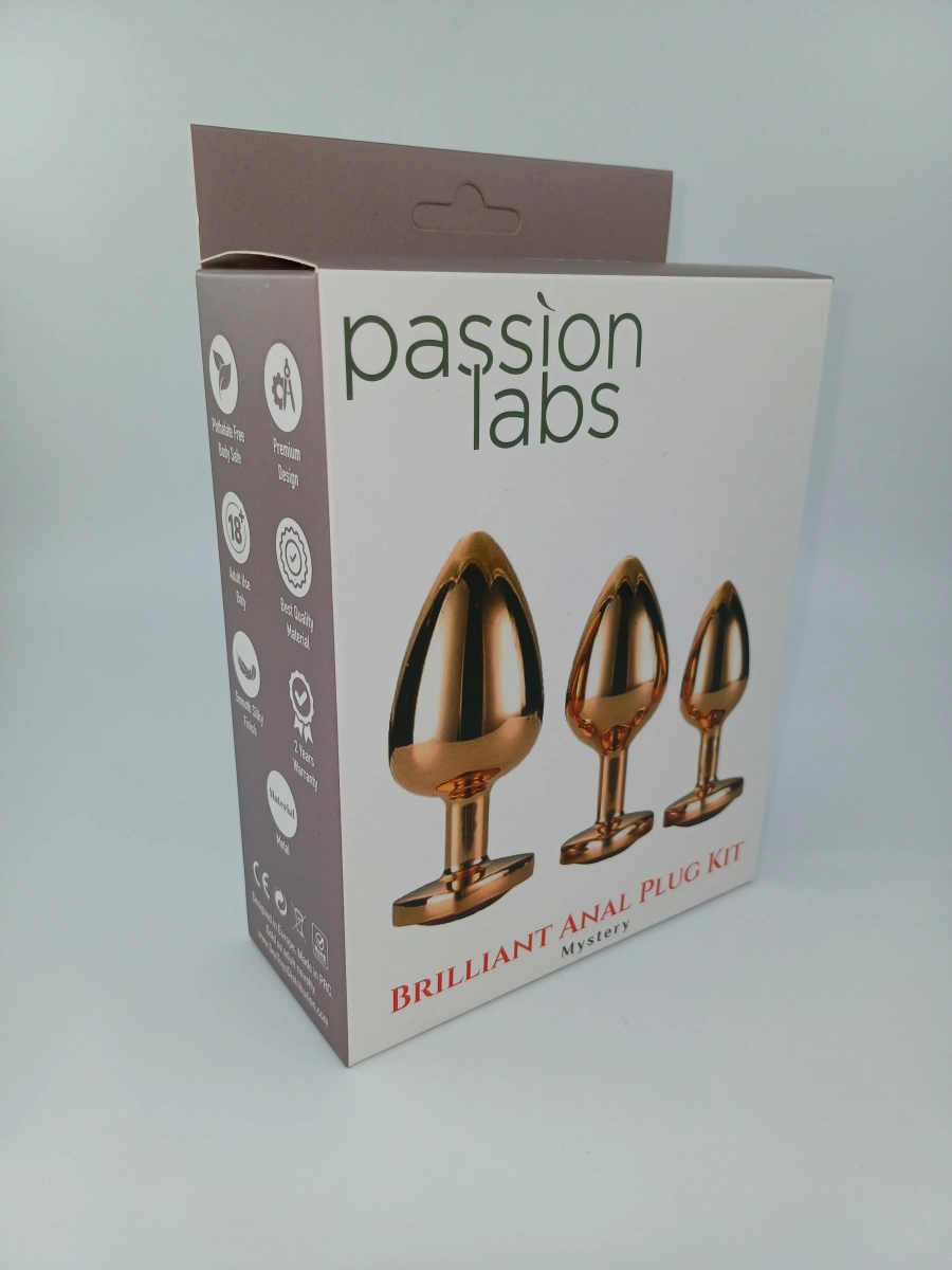 Set 3 Dopuri Brilliant Anal Plug, Rose Gold, Piatra Verde, Passion Labs, #2, Erotic24.ro