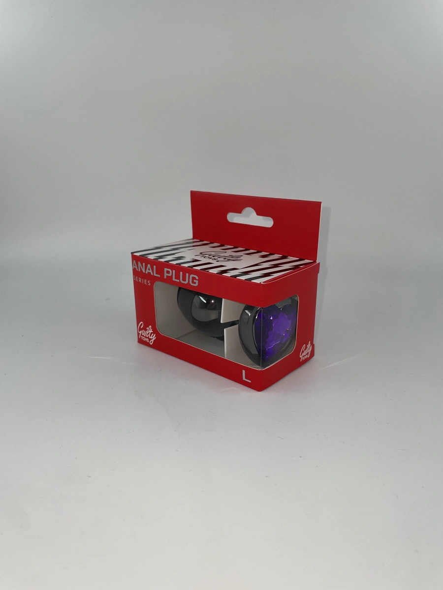 Dop Anal Dark Anal Plug Large, Heart Shape, Mov Inchis, Guilty Toys, #2, Erotic24.ro