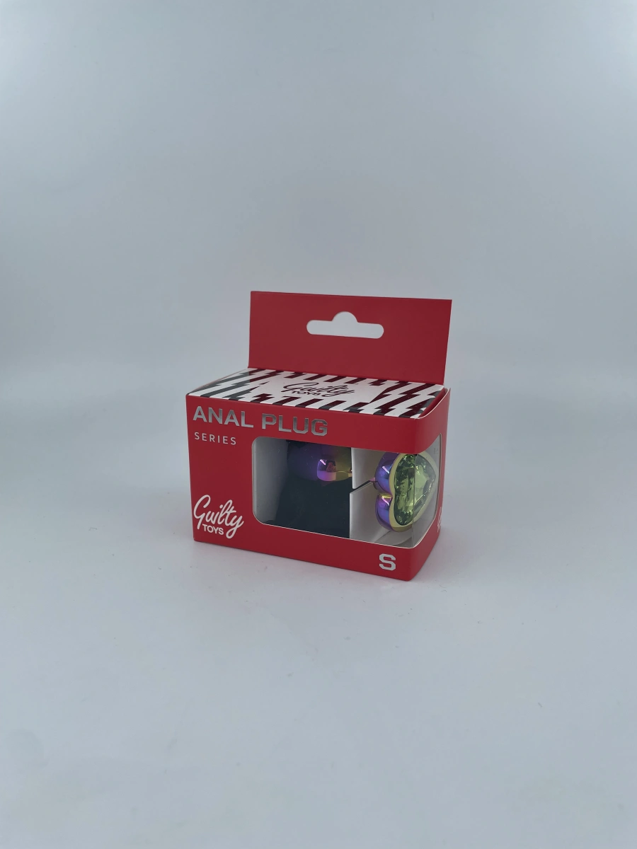 Dop Anal Rainbow Buttplug Small, Heart Shape, Piatra Verde Deschis, Guilty Toys, Nr. 2, Erotic24.ro