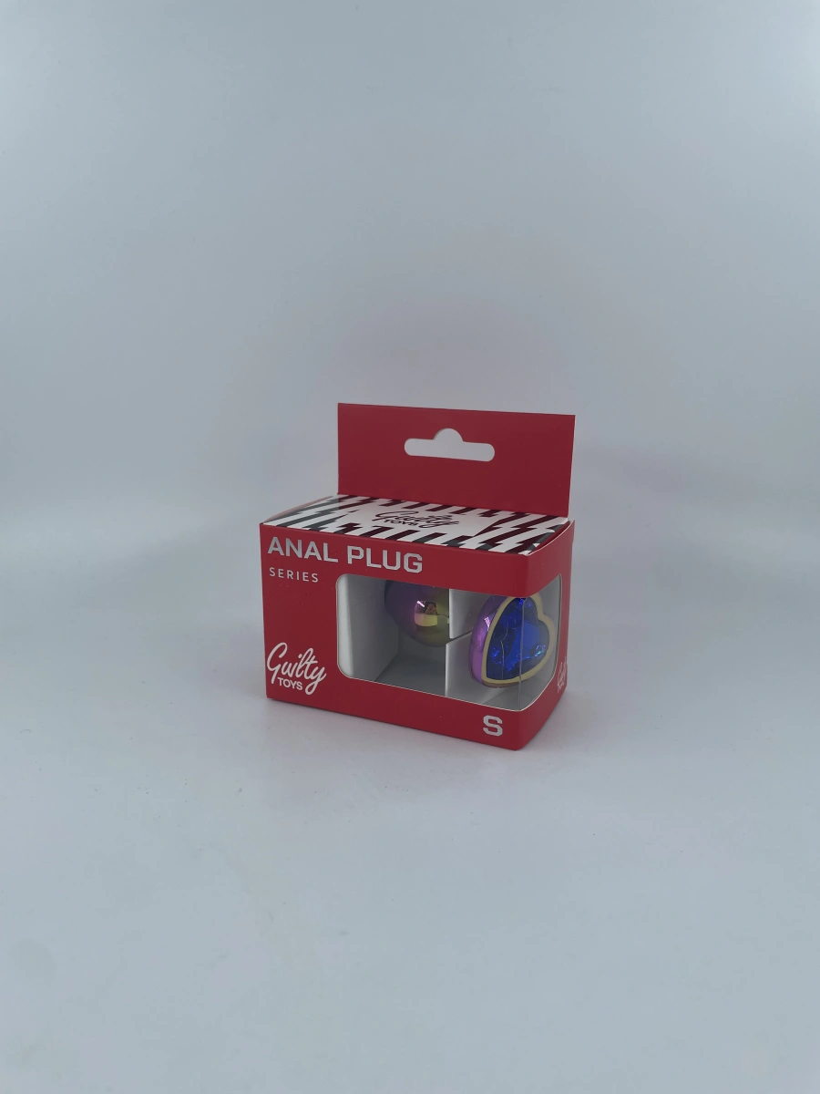 Dop Anal Rainbow Buttplug Small, Heart Shape, Piatra Albastru Inchis, Guilty Toys, #4, Erotic24.ro