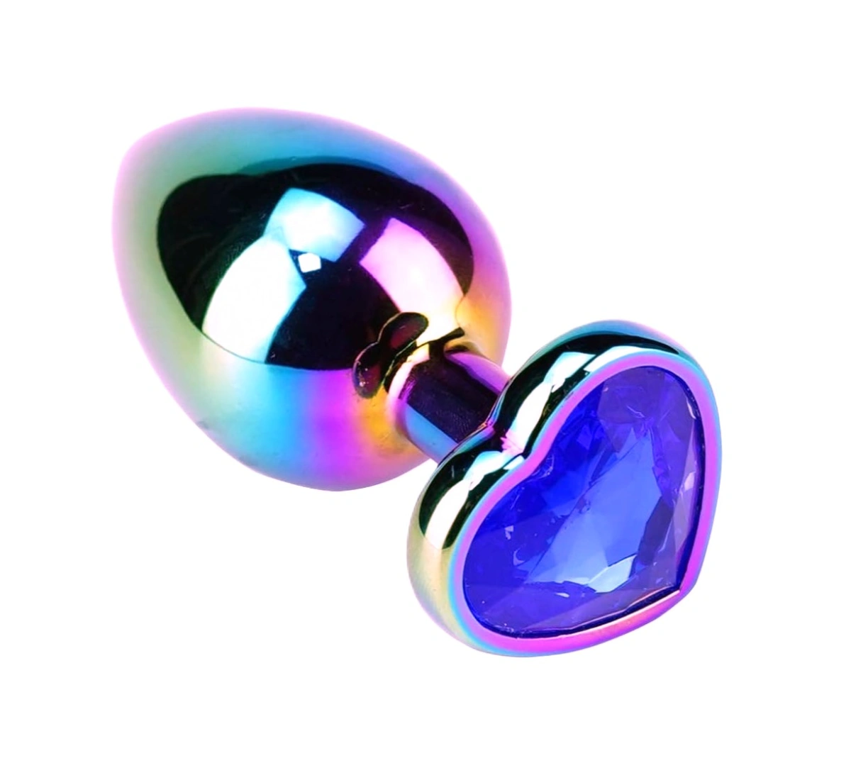 Dop Anal Rainbow Buttplug Small, Heart Shape, Piatra Albastru Inchis, Guilty Toys, #2, Erotic24.ro