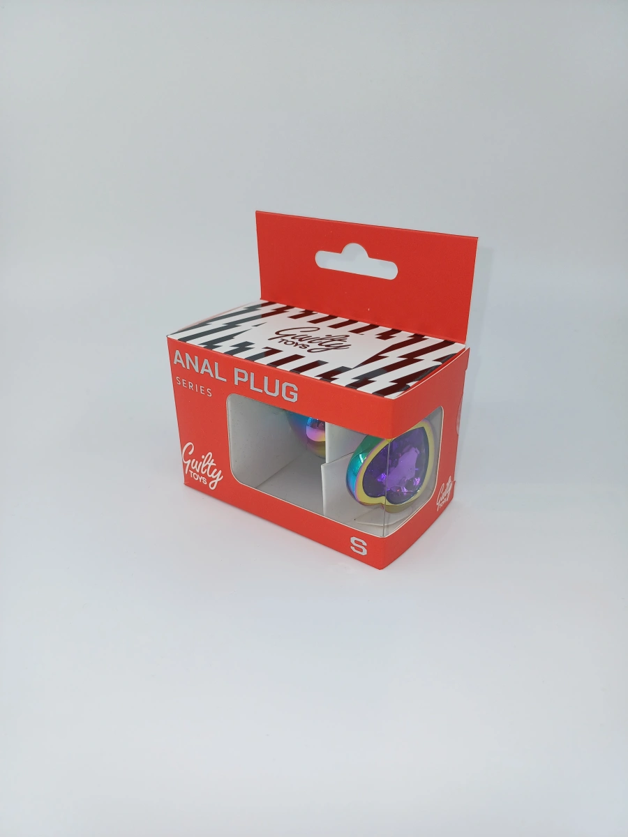 Dop Anal Rainbow Buttplug Small, Heart Shape, Piatra Violet, Guilty Toys, #3, Erotic24.ro