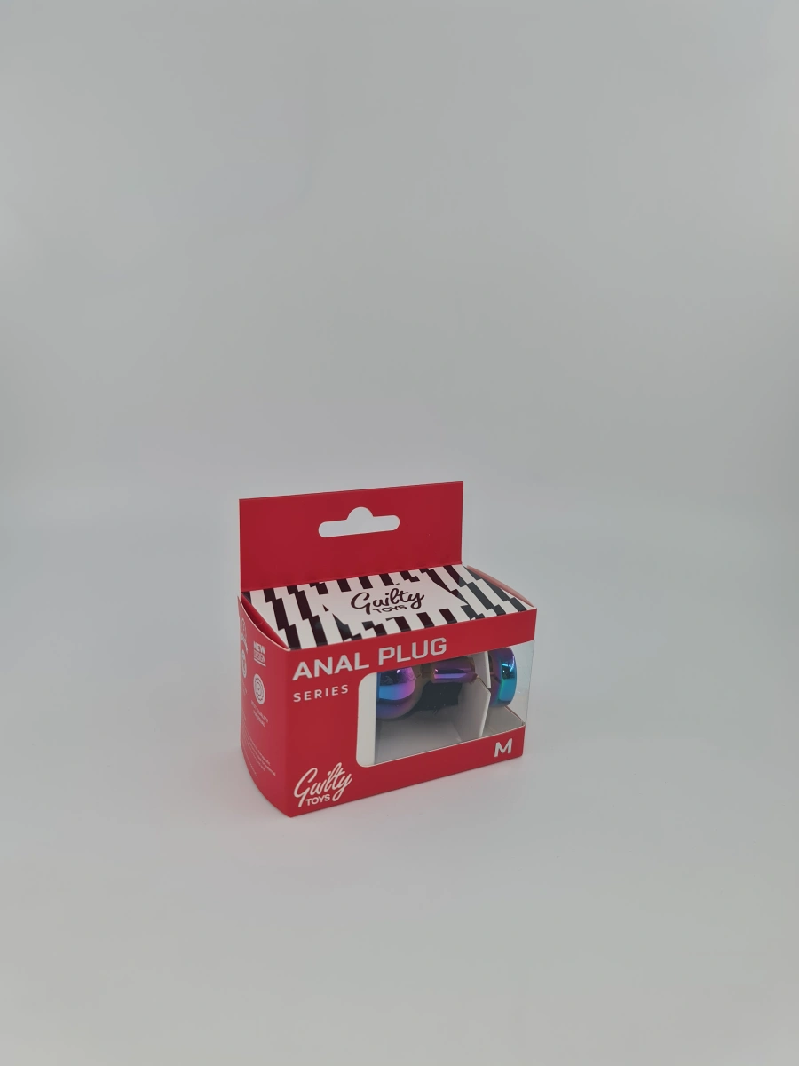 Dop Anal Rainbow Buttplug Medium, Heart Shape, Piatra Albastru Deschis, Guilty Toys, #3, Erotic24.ro