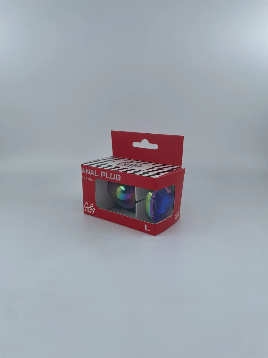 Dop Anal Rainbow Buttplug Large, Heart Shape, Piatra Albastru Inchis, Guilty Toys, #4, Erotic24.ro