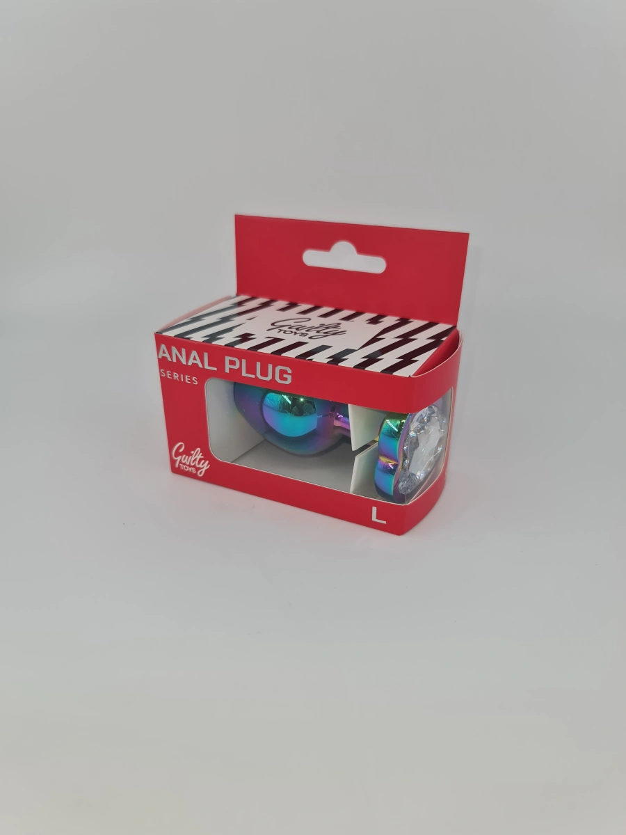 Dop Anal Rainbow Buttplug Large, Heart Shape, Piatra Transparenta, Guilty Toys, Nr. 2, Erotic24.ro