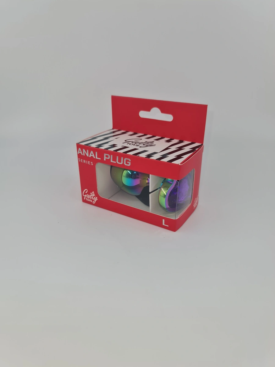 Dop Anal Rainbow Buttplug Large, Heart Shape, Piatra Violet, Guilty Toys, #3, Erotic24.ro