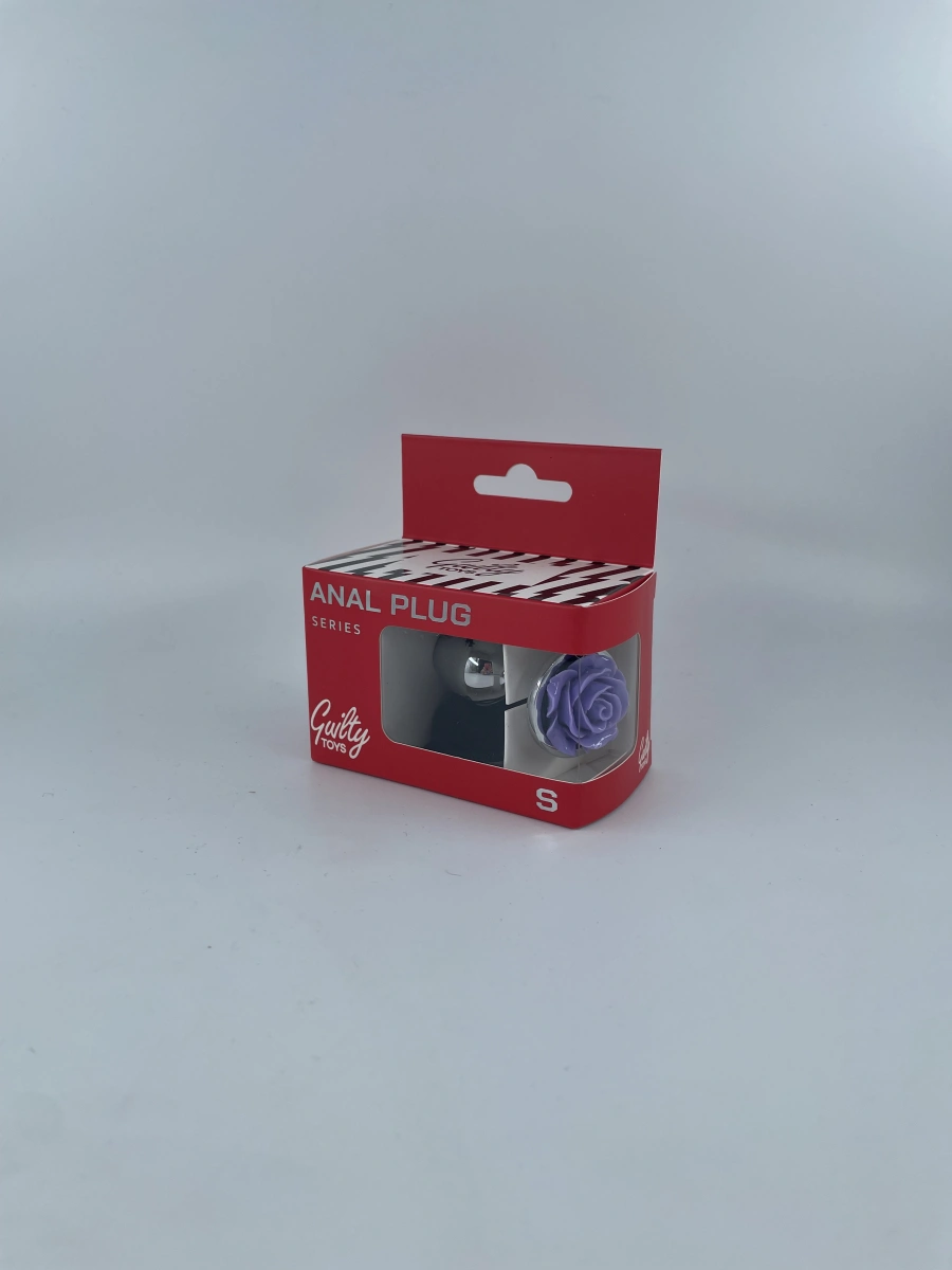 Dop Anal Rose Pleasure Small, Argintiu/Mov, Guilty Toys, #2, Erotic24.ro