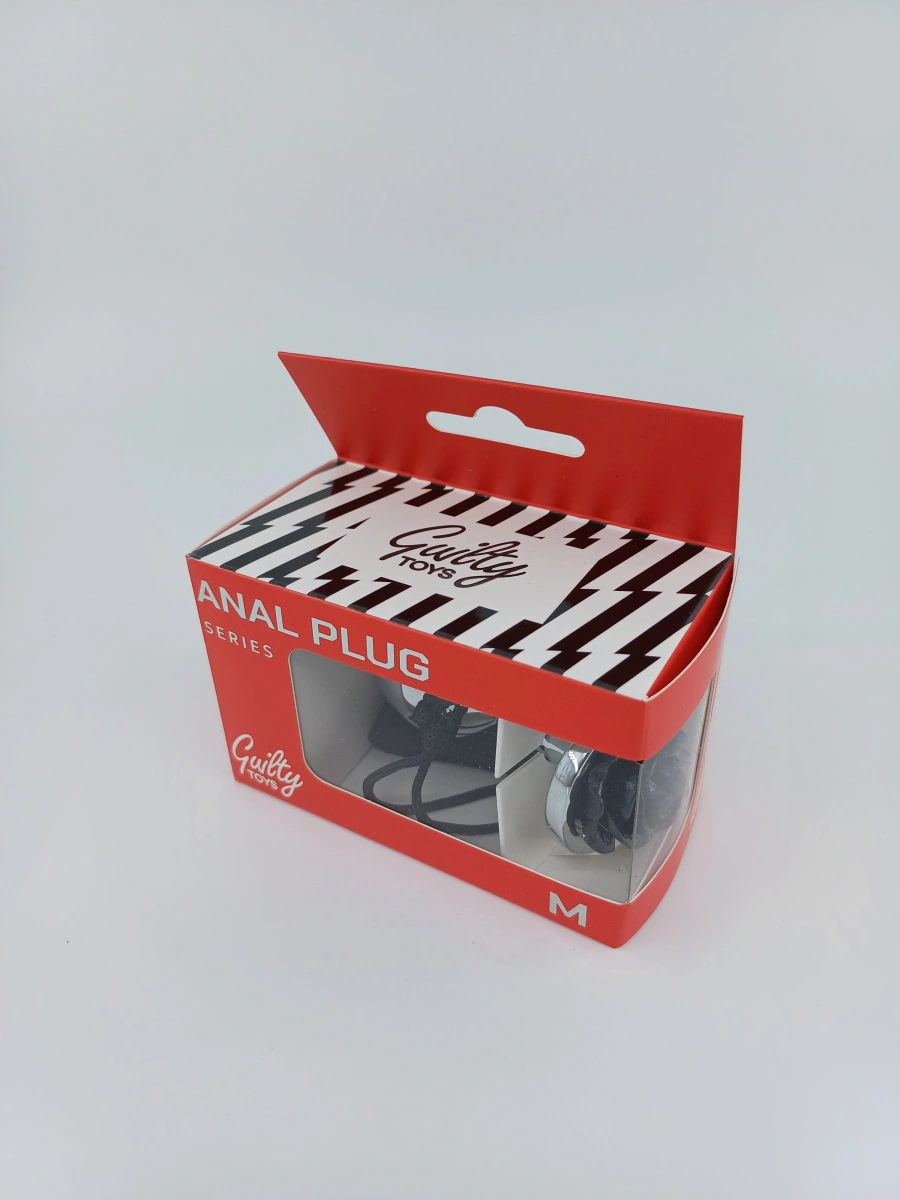 Dop Anal Rose Pleasure Medium, Argintiu/Negru, Guilty Toys, #2, Erotic24.ro