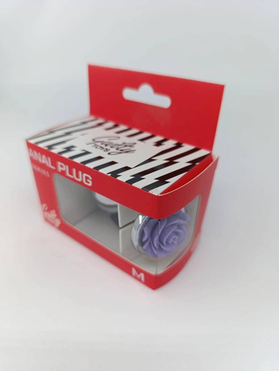 Dop Anal Rose Pleasure Medium, Argintiu/Mov, Guilty Toys, #2, Erotic24.ro