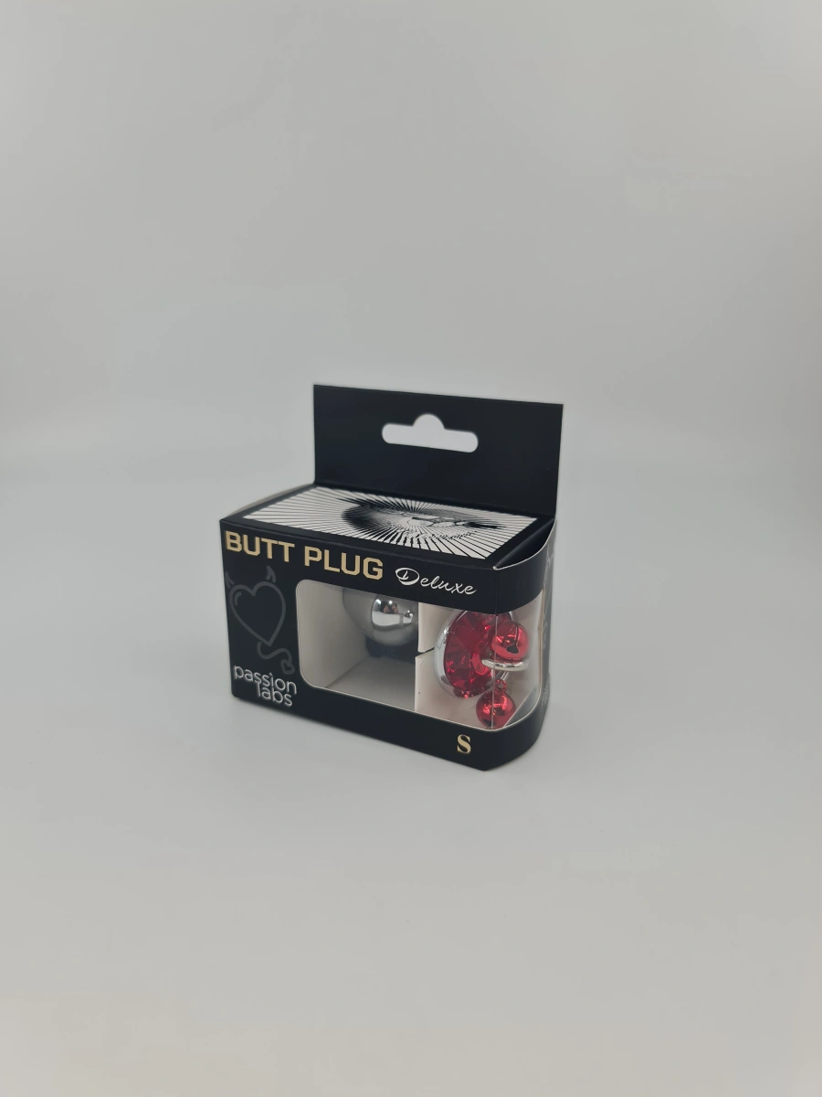 Dop Anal Metalic cu Clopotei Ring My Bells Small, Argintiu/Rosu, 7 cm, Passion Labs, #2, Erotic24.ro