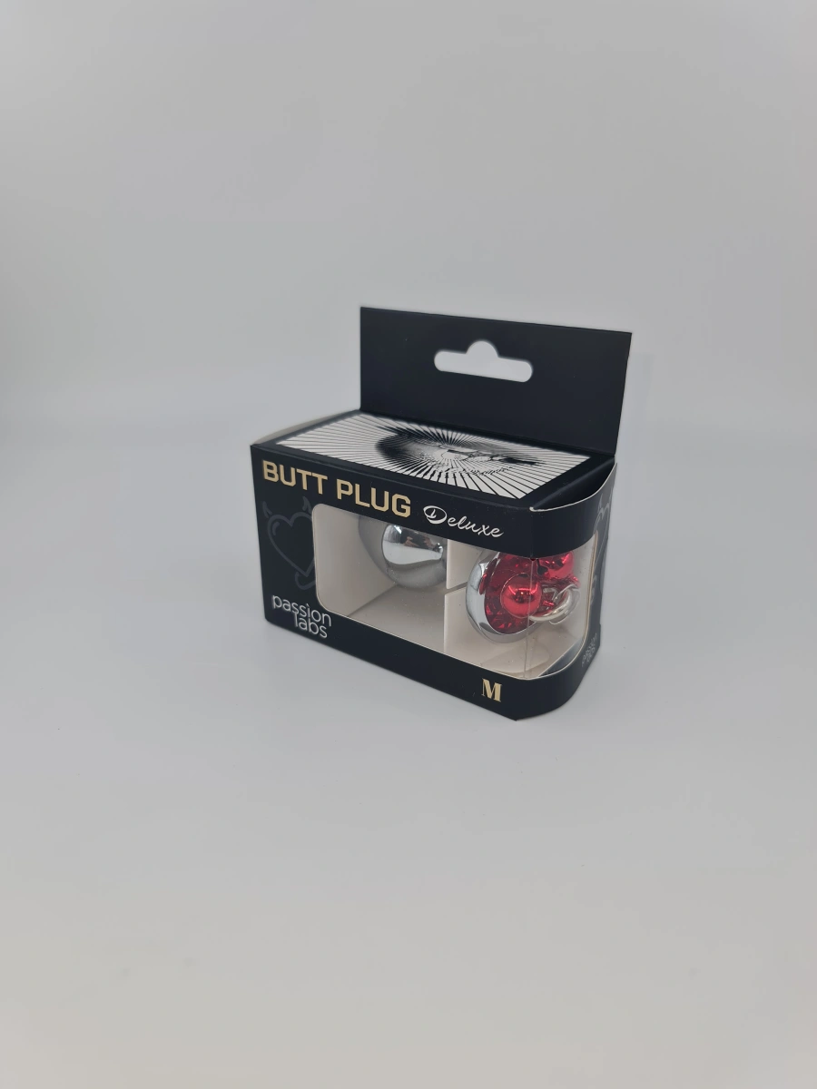 Dop Anal Metalic cu Clopotei Ring My Bells, Argintiu/Rosu, Medium, 8 cm, Passion Labs, #2, Erotic24.ro