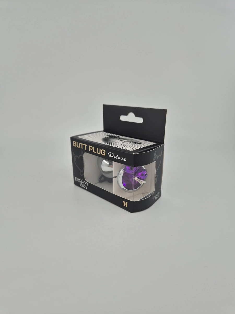 Dop Anal Metalic cu Clopotei Ring My Bells, Argintiu/Mov, Medium, 8 cm, Passion Labs, #3, Erotic24.ro