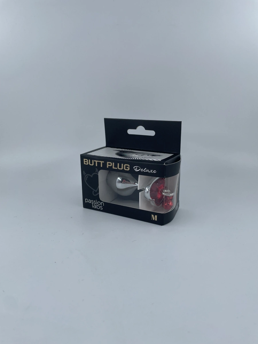 Dop Anal Medium Heart Shape cu Clopotei Ring My Bells, Metal, Argintiu/Rosu, 8 cm, Passion Labs, #2, Erotic24.ro