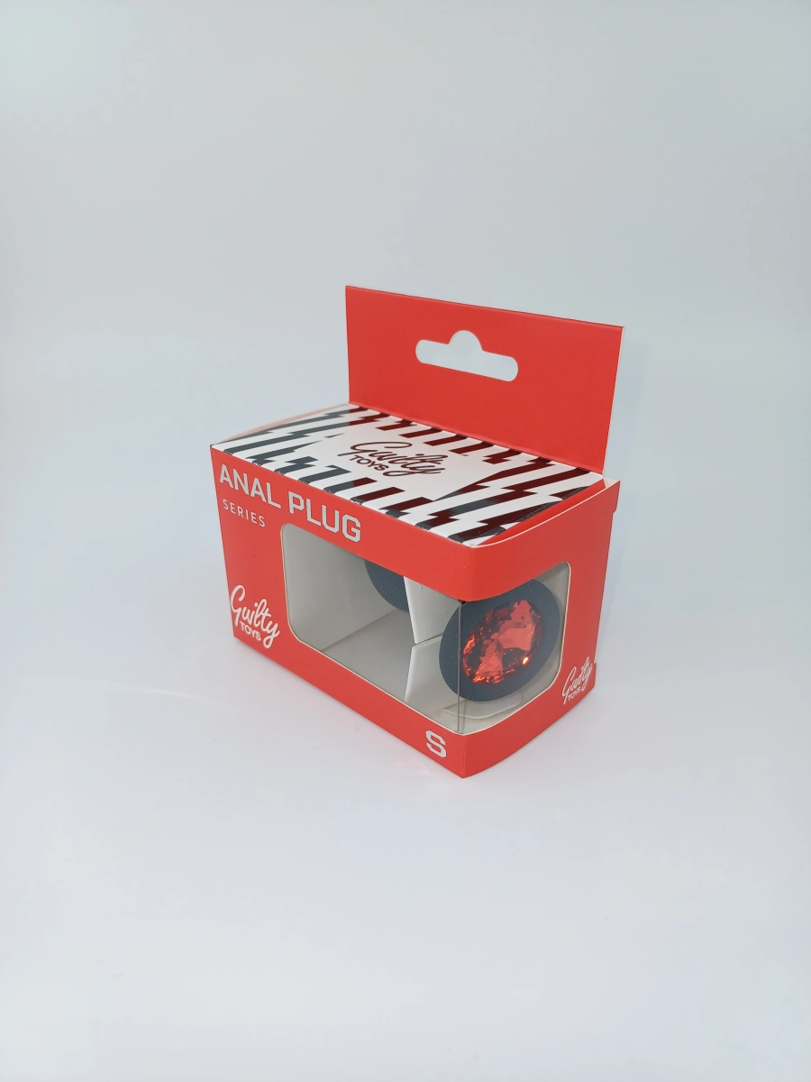 Dop Anal Silicone Buttplug Small Negru/Rosu Guilty Toys, #2, Erotic24.ro