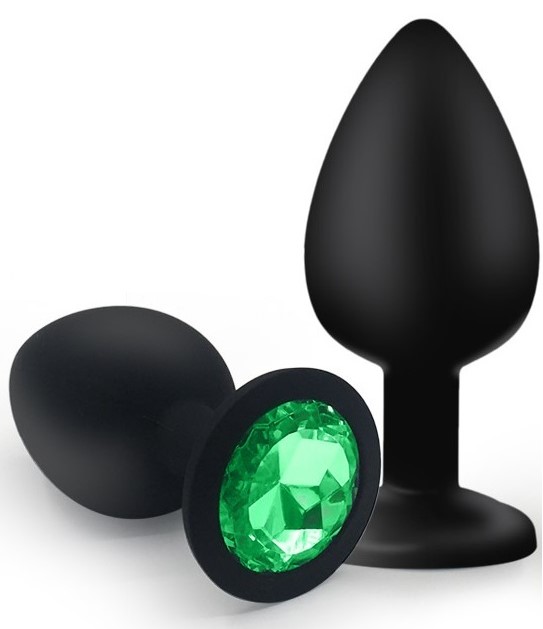 Dop Anal Silicone Buttplug Small Negru/Verde Guilty Toys