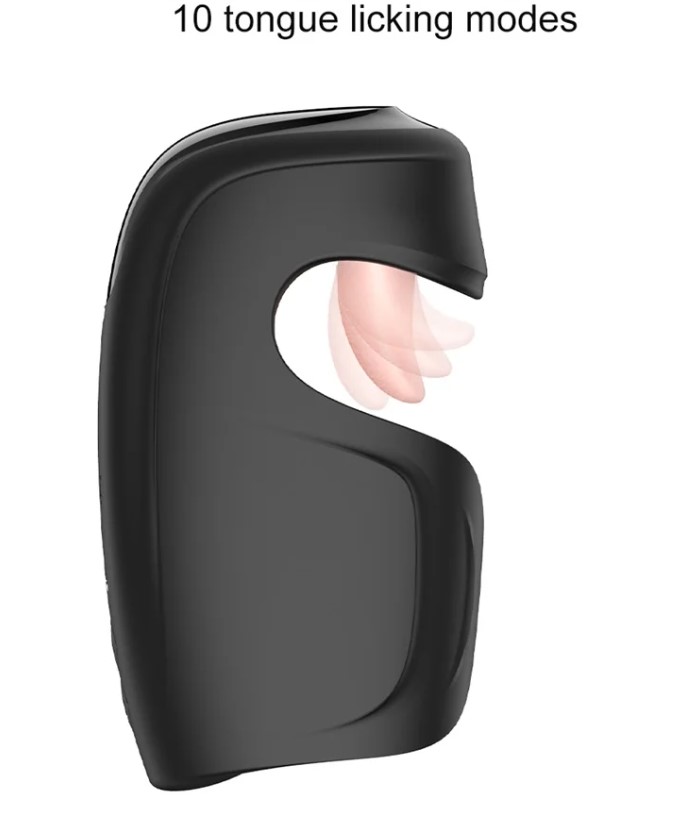 Stimulator Penis Blowjob, Vibrating&Tappping&Licking, Silicon, Negru, USB Magnetic, 14.5 cm, #4, Erotic24.ro