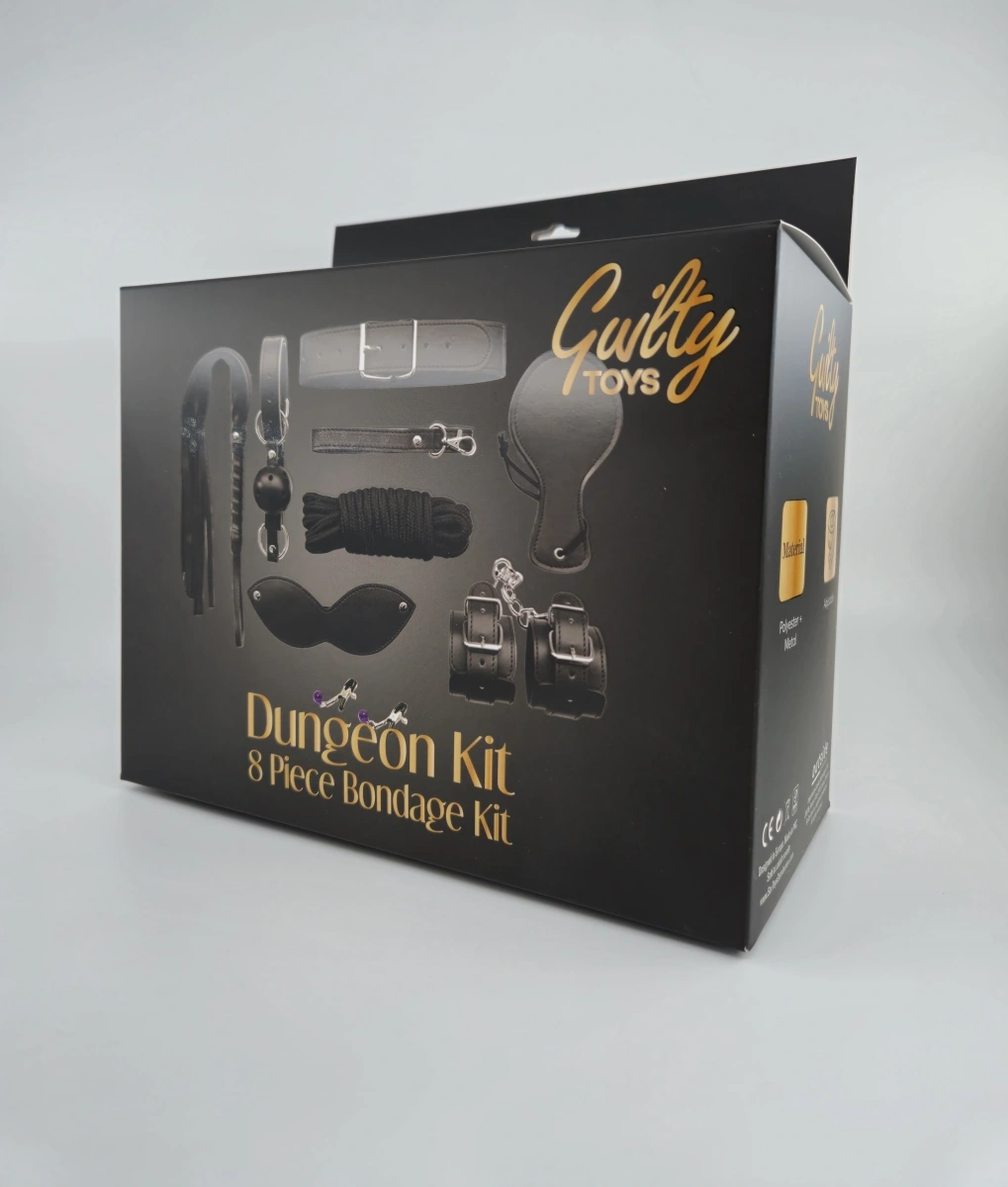 Set BDSM 8 Piese Dungeon KIT, Negru, Guilty Toys, Nr. 2, Erotic24.ro