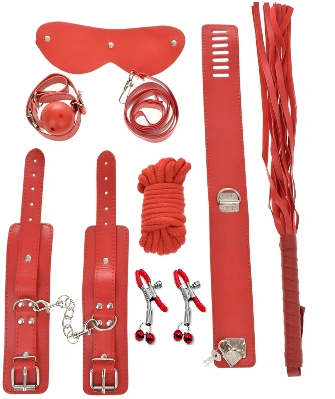 Set BDSM 7 Piese Harass Me!, Rosu, Guilty Toys, Nr. 2, Erotic24.ro
