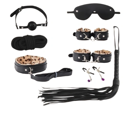 Set BDSM Crazy Moments, 8 Piese, Negru/Alb, Guilty Toys