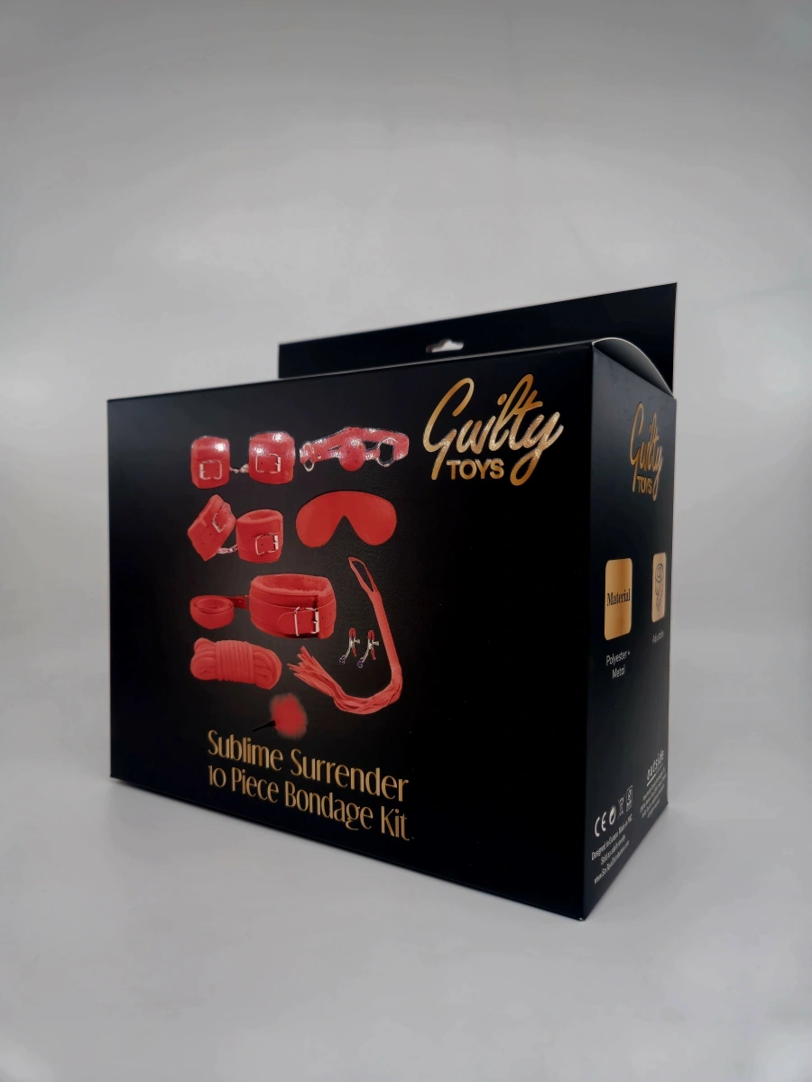 Set BDSM 10 Piese Sublime Surrender, Rosu, Guilty Toys, Nr. 2, Erotic24.ro