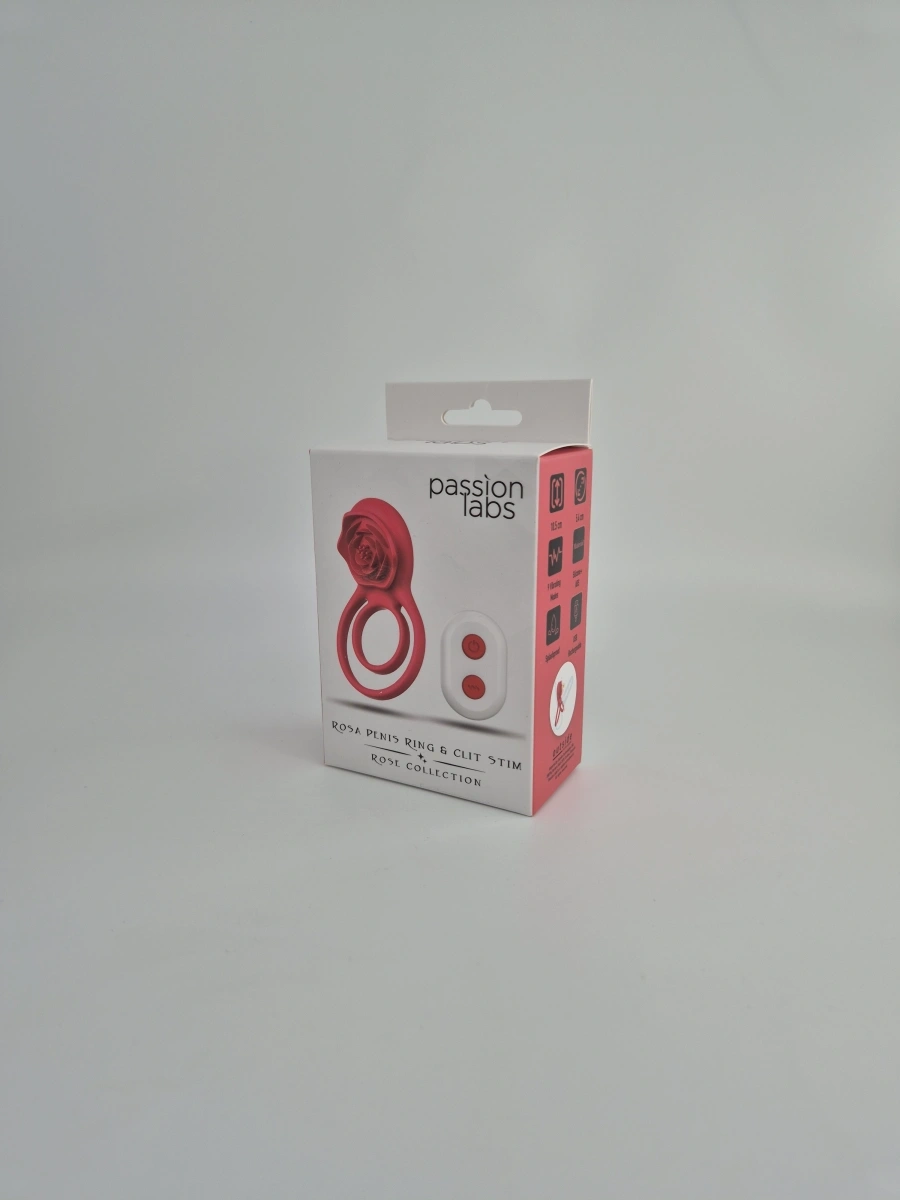 Inel Rosa Penis Ring&Clit Stim, Remote Control, 9 Moduri Vibratii, Silicon, USB, Rosu, Passion Labs, #5, Erotic24.ro