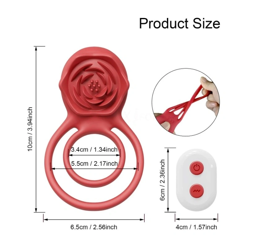 Inel Rosa Penis Ring&Clit Stim, Remote Control, 9 Moduri Vibratii, Silicon, USB, Rosu, Passion Labs, #3, Erotic24.ro