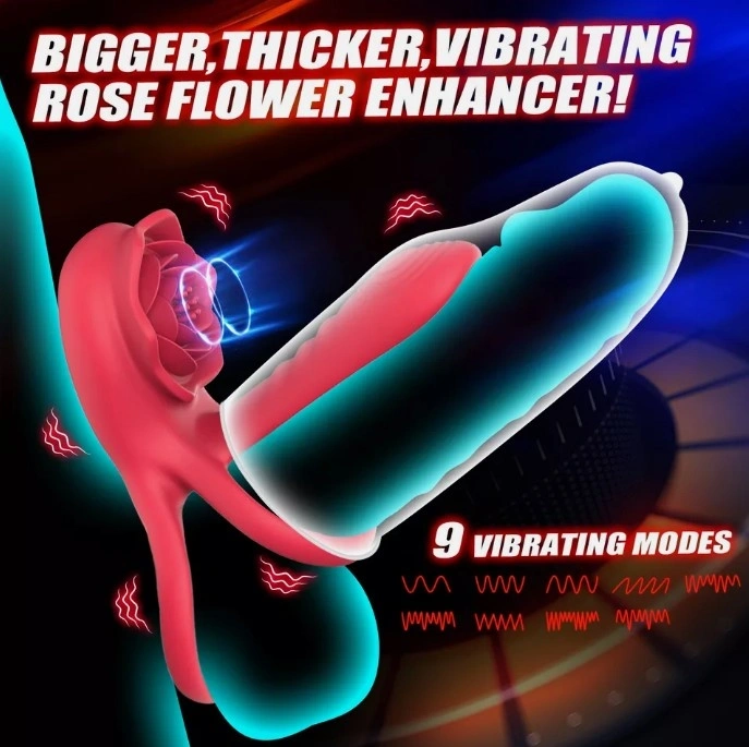 Inel Rosa Penis Ring With Sleeve, Remote Control, 9 Moduri Vibratii, Silicon, USB, Rosu, Passion Labs, #4, Erotic24.ro