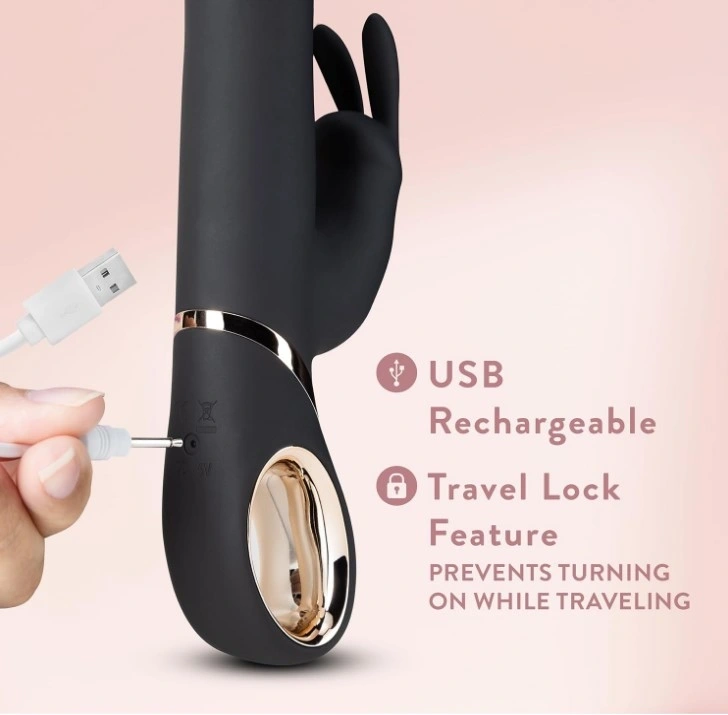 Vibrator Dolphy-Gyro, 13 Moduri Vibratii, 6 Moduri Rotatii, Silicon, USB, Negru, 23 cm, Mokko Toys, #3, Erotic24.ro