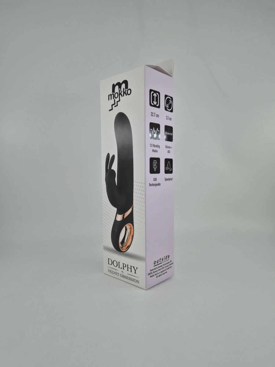 Vibrator Dolphy-Gyro, 13 Moduri Vibratii, 6 Moduri Rotatii, Silicon, USB, Negru, 23 cm, Mokko Toys, #6, Erotic24.ro