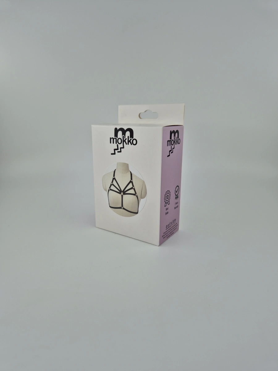 Top Harness din Benzi Satinate Sexy Look, Negru, S-L, Mokko toys, Nr. 4, Erotic24.ro