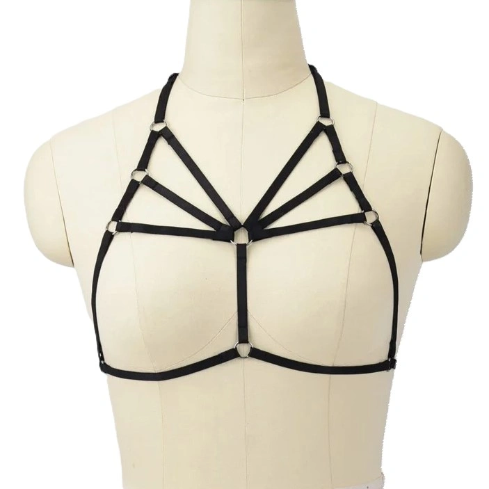 Top Harness din Benzi Satinate Sexy Look, Negru, S-L, Mokko toys