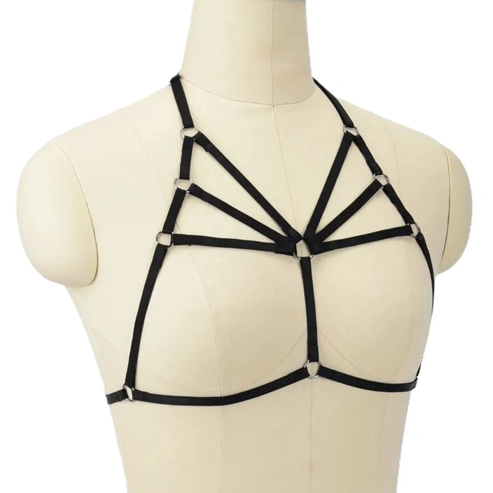Top Harness din Benzi Satinate Sexy Look, Negru, S-L, Mokko toys, Nr. 2, Erotic24.ro