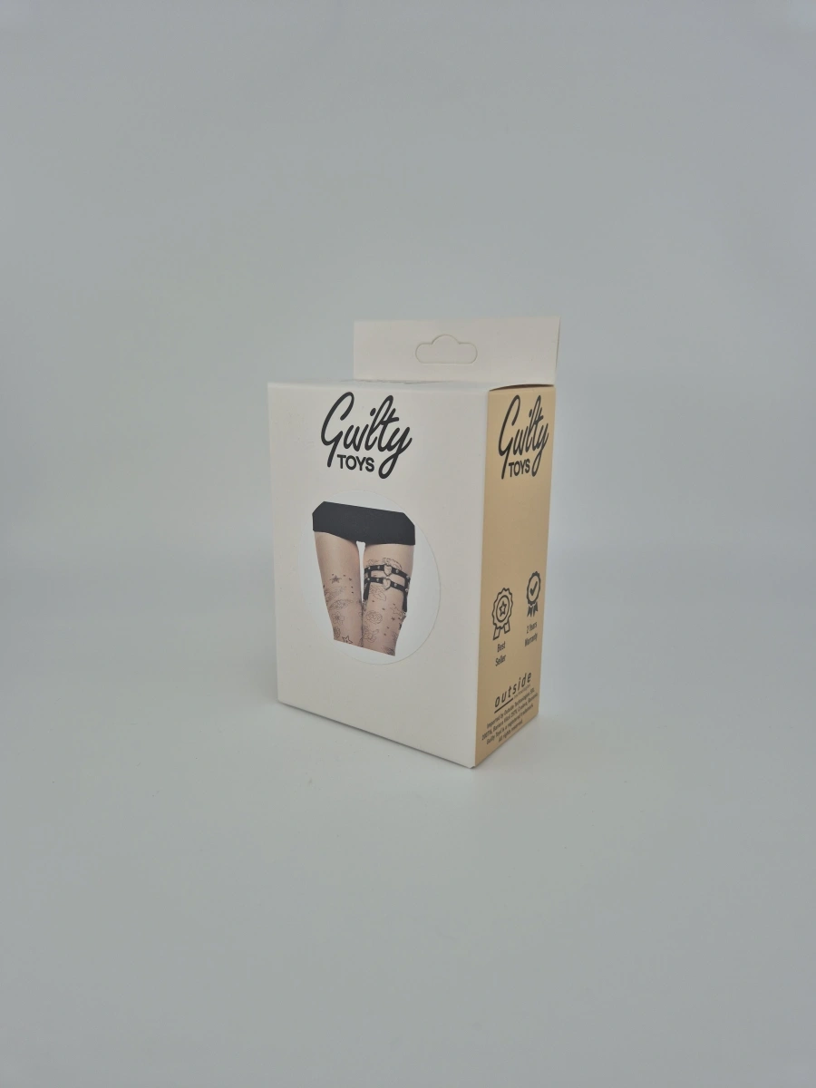 Jartea Hearty Secret din Benzi Satinate, Negru, S, Guilty Toys, Nr. 2, Erotic24.ro