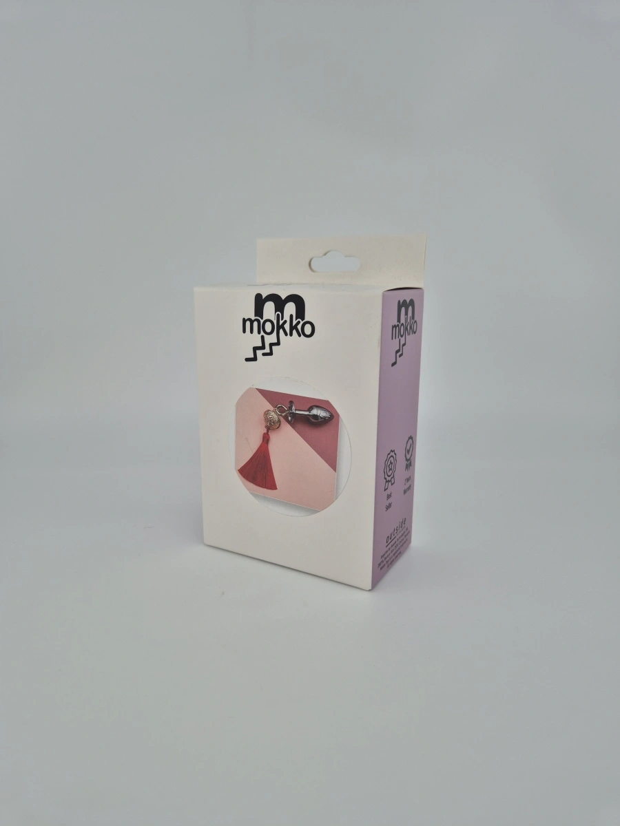 Dop Anal Tassel&Bell, Small, Argintiu, Rosu Mokko Toys, #2, Erotic24.ro