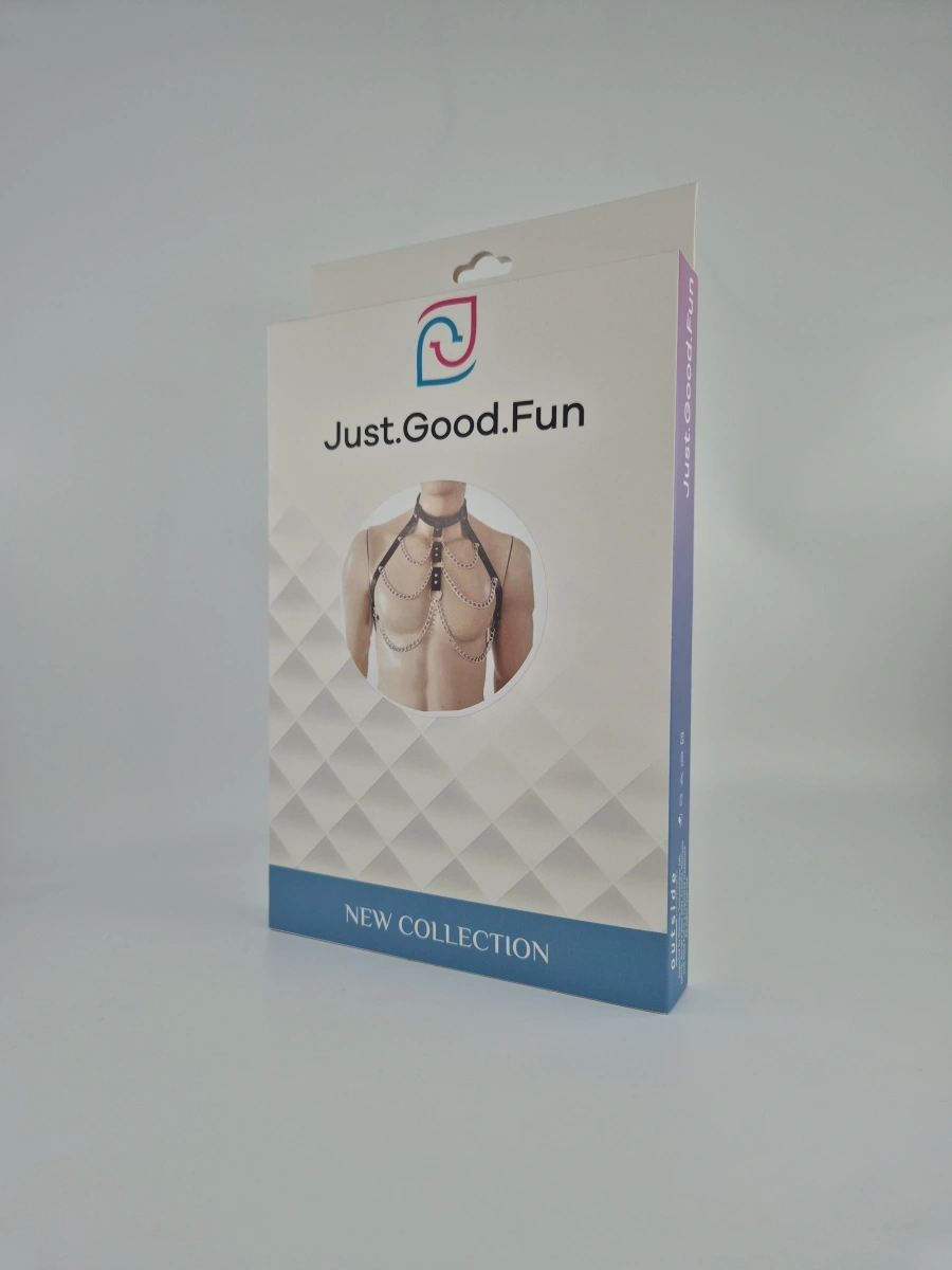 Sistem Harness Piept Fetish Chains, Negru, JGF Lingerie, #2, Erotic24.ro