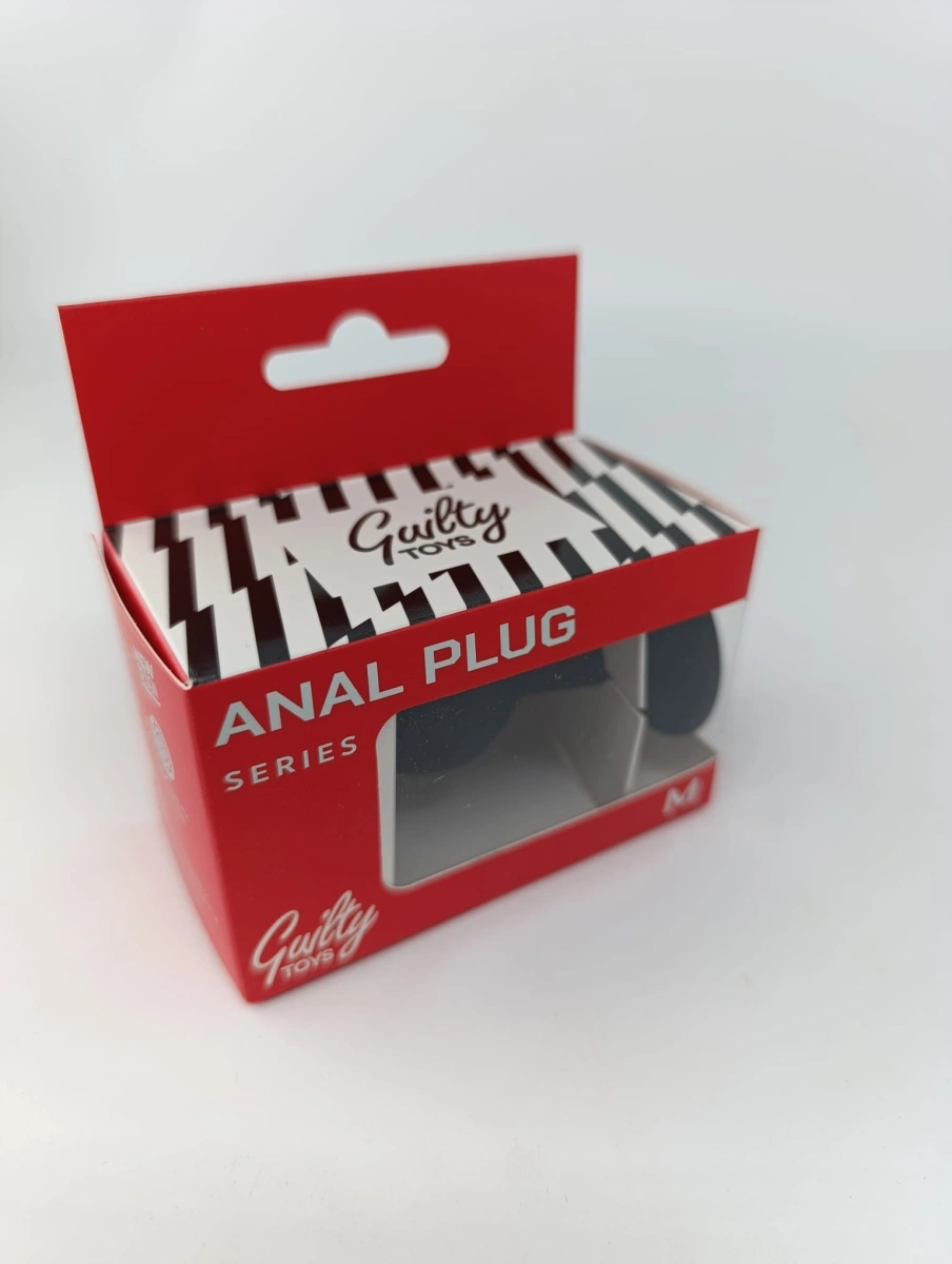 Dop Anal Silicone Buttplug, Medium, Negru/Mov Deschis, Guilty Toys, #2, Erotic24.ro