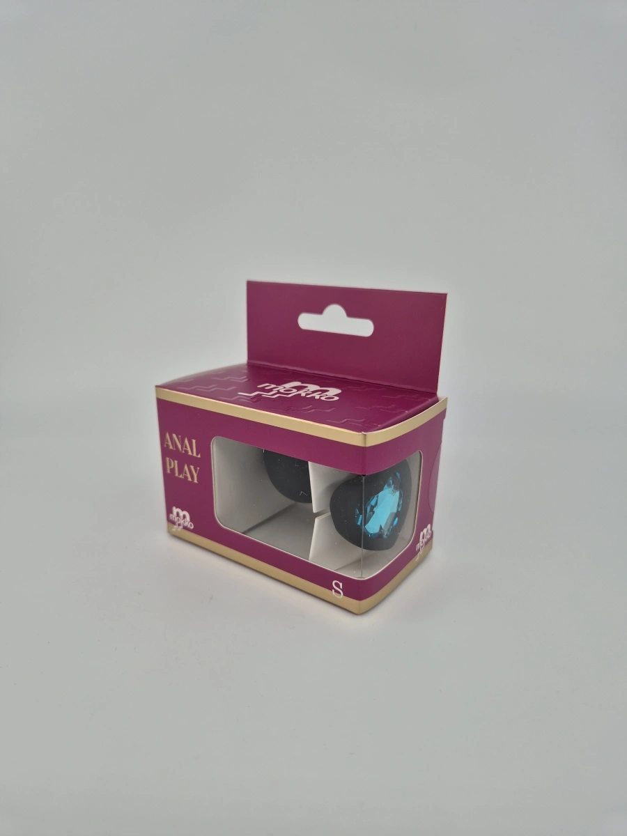 Dop Anal Brighty, Small, Silicon, Negru/Albastru Deschis, Mokko Toys, #3, Erotic24.ro