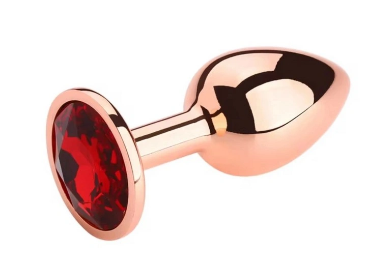 Dop Anal Charm Anal Plug Small, Rose Gold, Piatra Rosu, Passion Labs