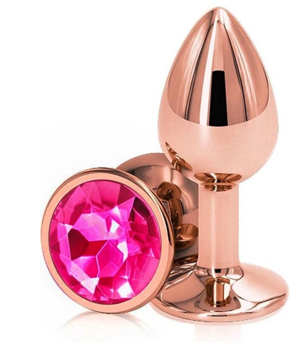 Dop Anal Charm Anal Plug Small, Rose Gold, Piatra Roz inchis, Passion Labs