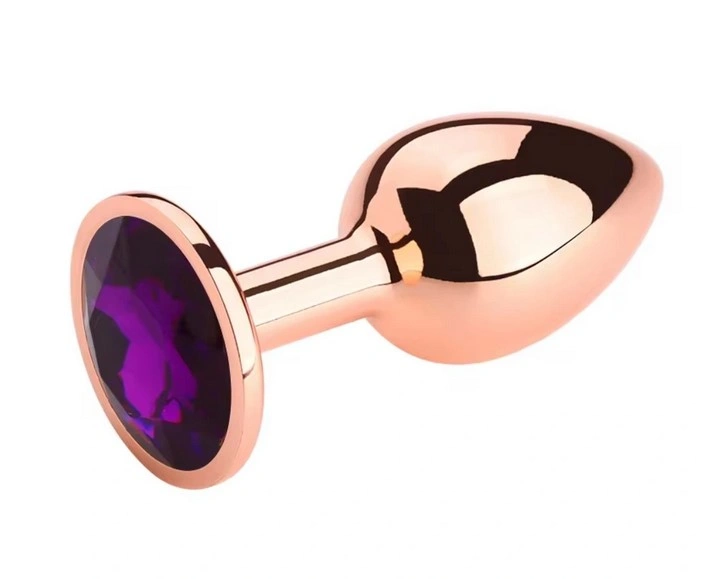 Dop Anal Charm Anal Plug Small, Rose Gold, Piatra Mov Inchis, Passion Labs